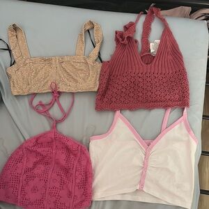 Trendy Pink  Crop Tops Set